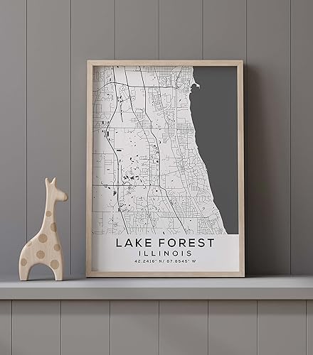 Miniatura 9 de Mapa de Lake Forest, Illinois, Light 2 (8x10)