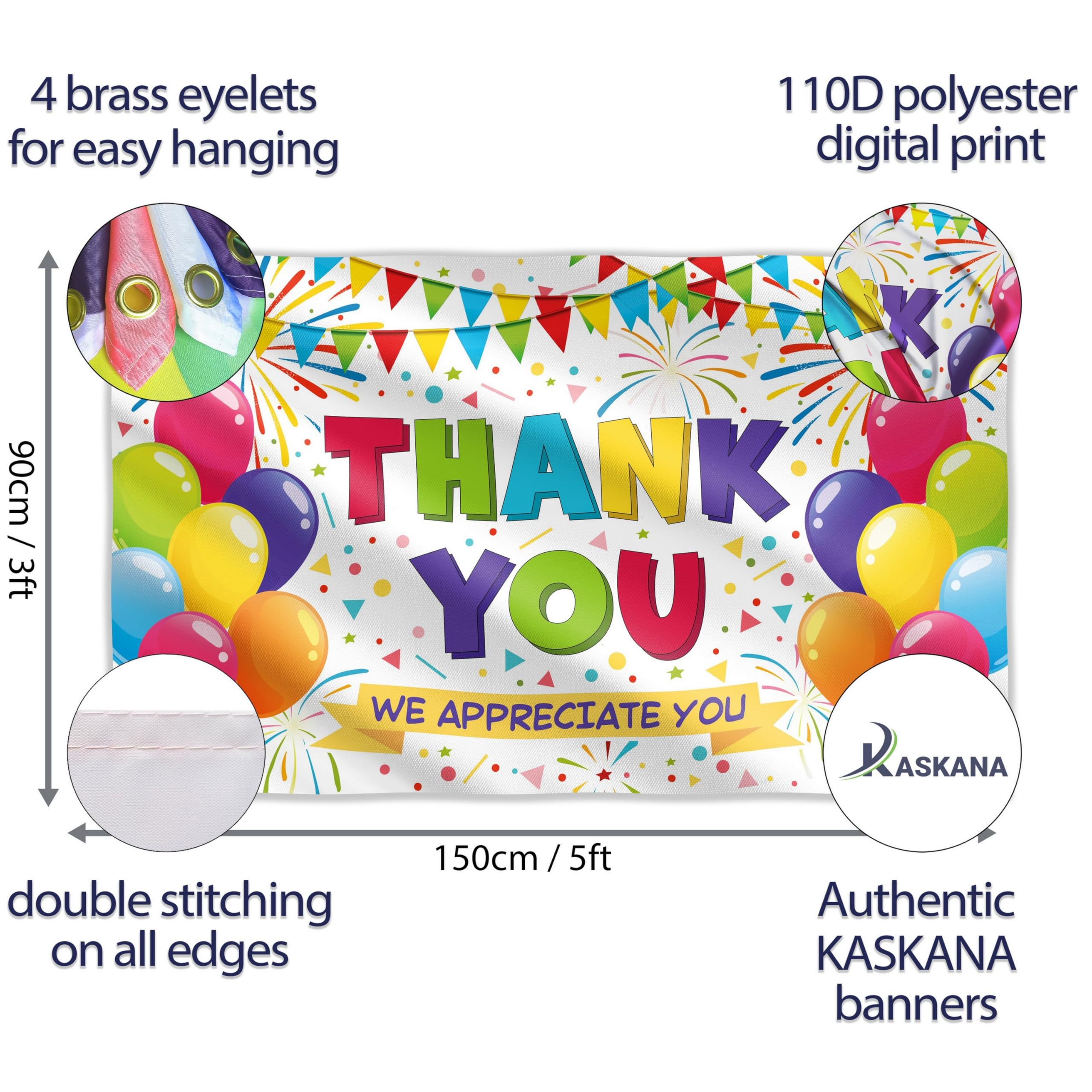 Thank You Banner, We Appreciate You Banner 5ft x 3ft, Appretiation Decorations for Employee of the Year Coworker, Staff - Image 2