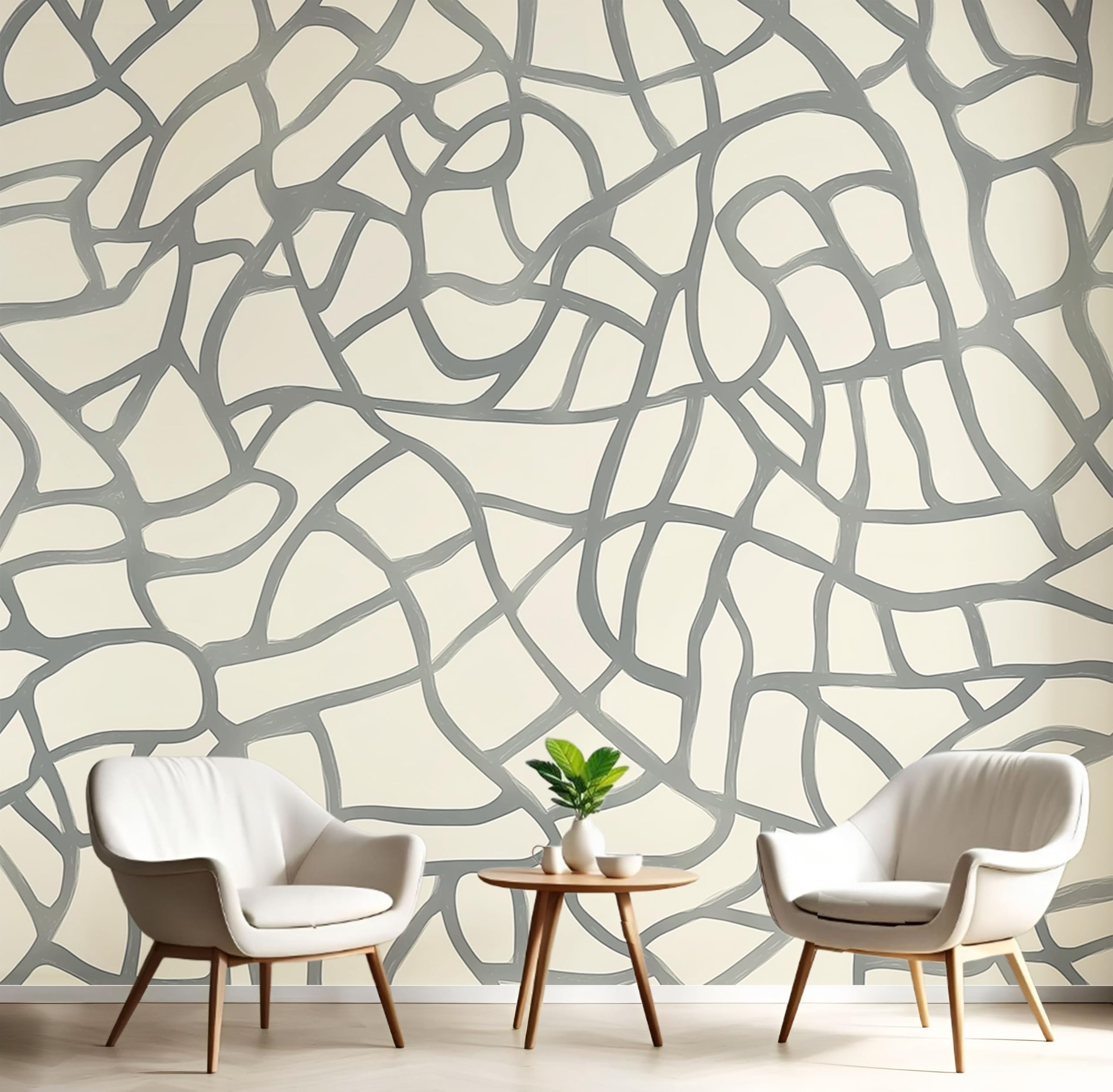 Papier peint panoramique rayures abstraites 250x175 cm style géométrique beige pour votre salon