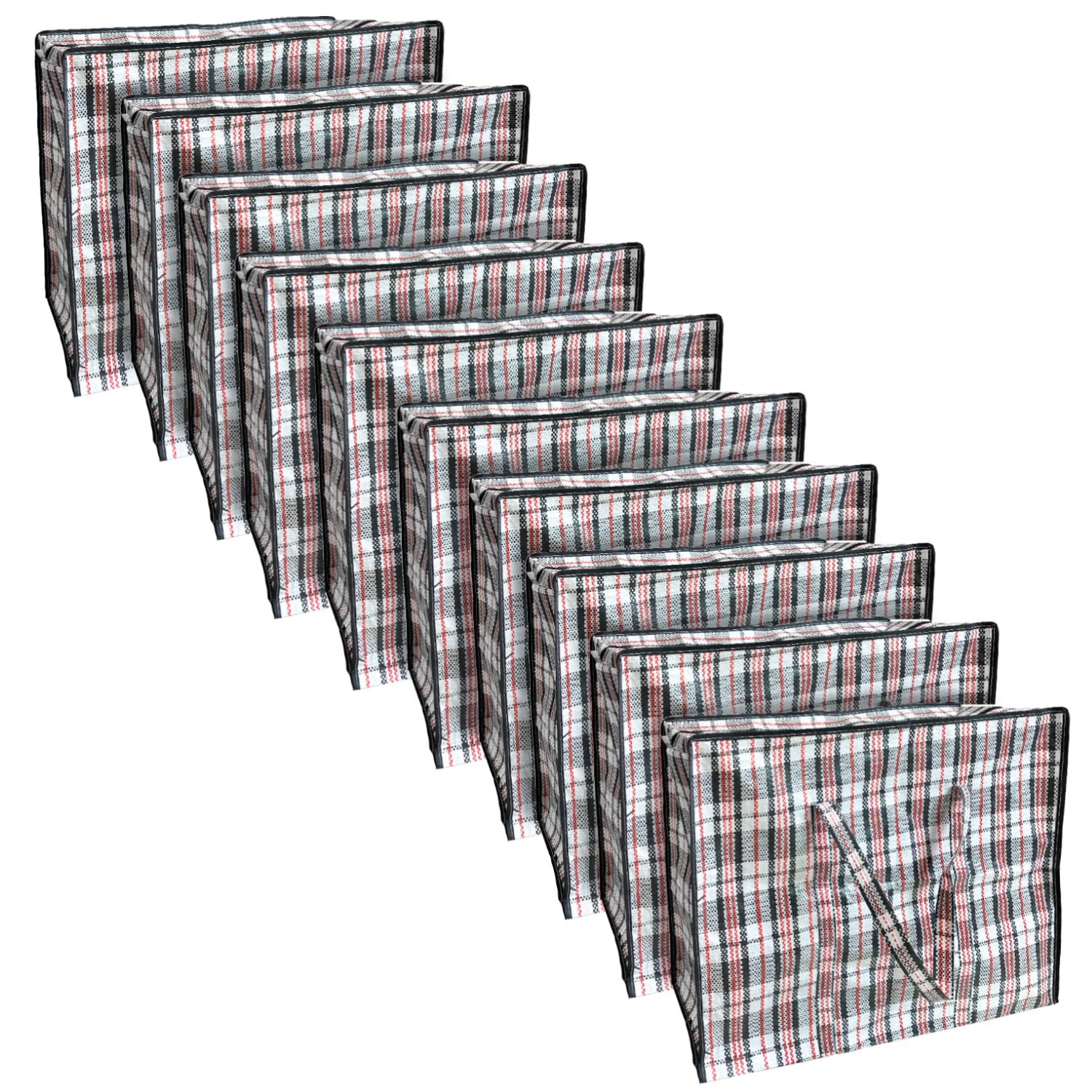 ANSIO Large Laundry Bags Pack of 10 Storage Bags Reusable Laundry Bags with Zips Ideal for Moving House Clothing & Wardrobe Storage (60L x 25W x 50H cm)