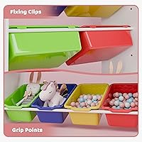 Vista 12 de Xilingol Organizador de almacenamiento de juguetes para niños con 8 contenedores de juguetes removibles, organizadores de juguetes de 4 niveles