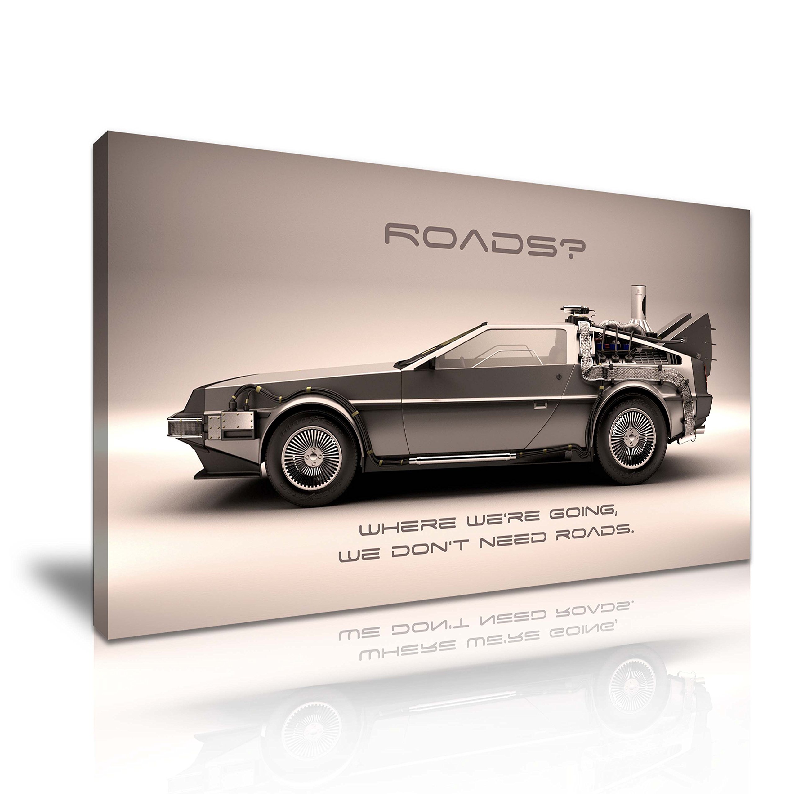 Back to the Future Flying Car Canvas Wall Art Picture Print Best Gift For Modern Family Home Office Hotel Decoration (XL: 91.4x45.7cm)