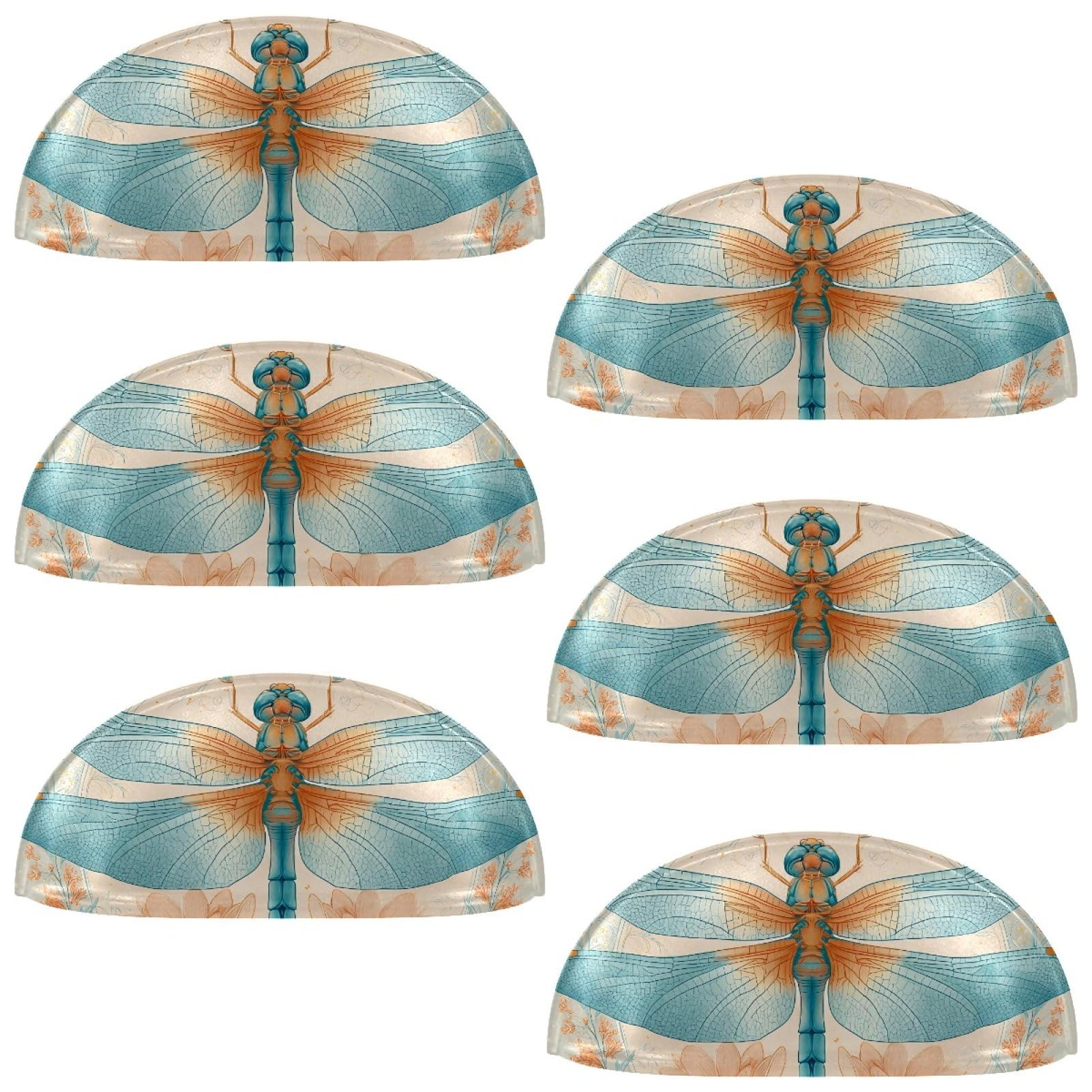 Etoenbrc Multicolored 9 6 Pcs 3.4 Inch Pbt Cup Cabinet Pulls Watercolor Dragonfly Blue Drawer Handles, Kitchen Hardware Pulls For Cupboard,Wardrobe,Dresser Drawer