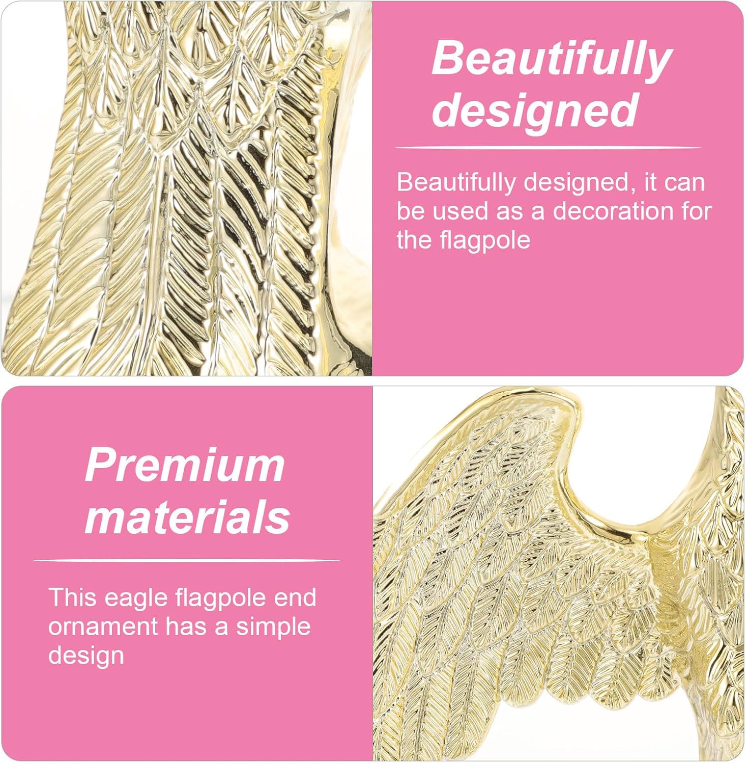 POPETPOP Eagle Flag Pole Topper 8 Inch Plastic Eagle Head Finial for Outdoor Flagpole Hardware Fits 3/4 Inch Threading Ideal for Patio and Lawn Decoration - Image 3