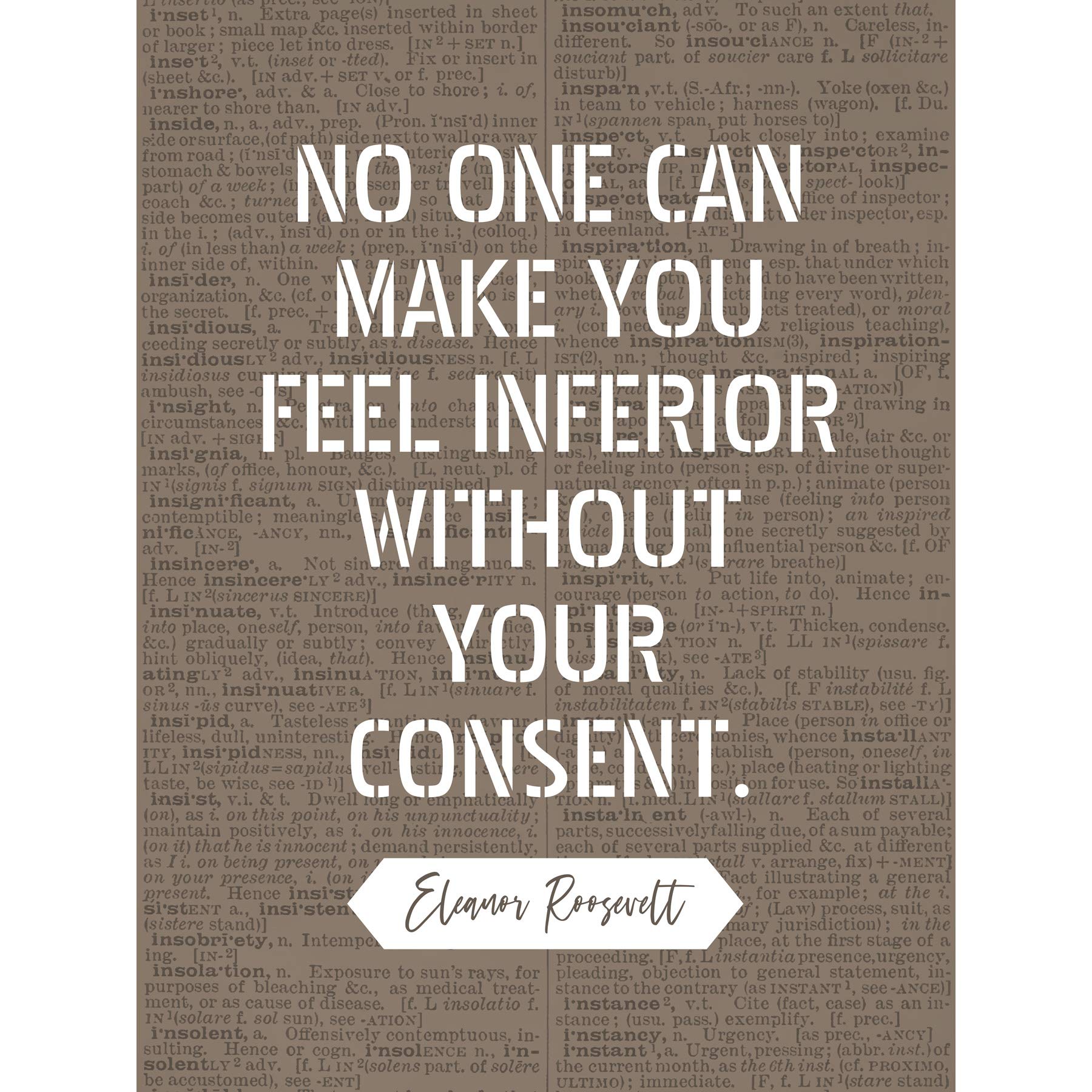 Artery8 Dictionary Inspiring Quote Eleanor Roosevelt No One Can Make You Feel Inferior Large Wall Art Poster Print Thick Paper 18X24 Inch