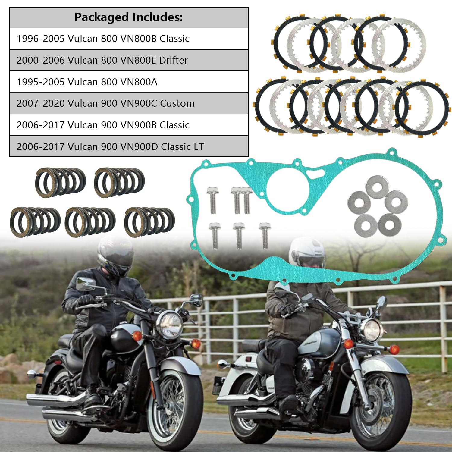 Clutch Friction Plates Kit For Kawasaki Vulcan 1500 / Vulcan 88 - Foto 8