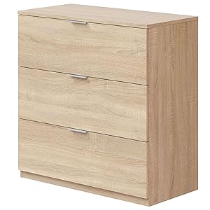 Habitdesign Cómoda 3 cajones Roble Canadian 80x77x38 cm