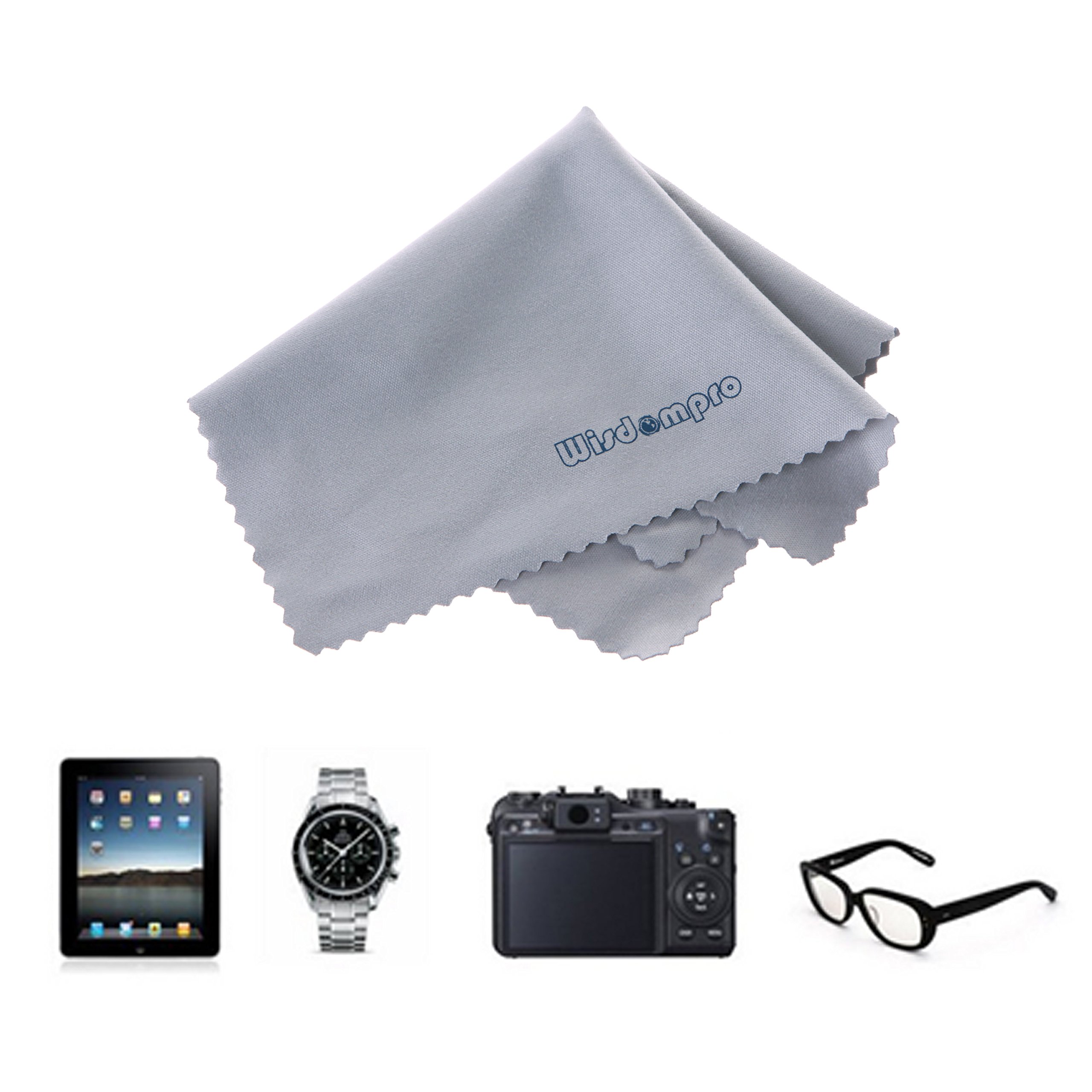 Wisdompro®, confezione da 12 panni in microfibra per la pulizia di fotocamera con lente ottica, vetro, schermi di telefoni, iPhone, iPad, tablet, laptop, schermo LCD, computer o monitor e altre superfici delicate