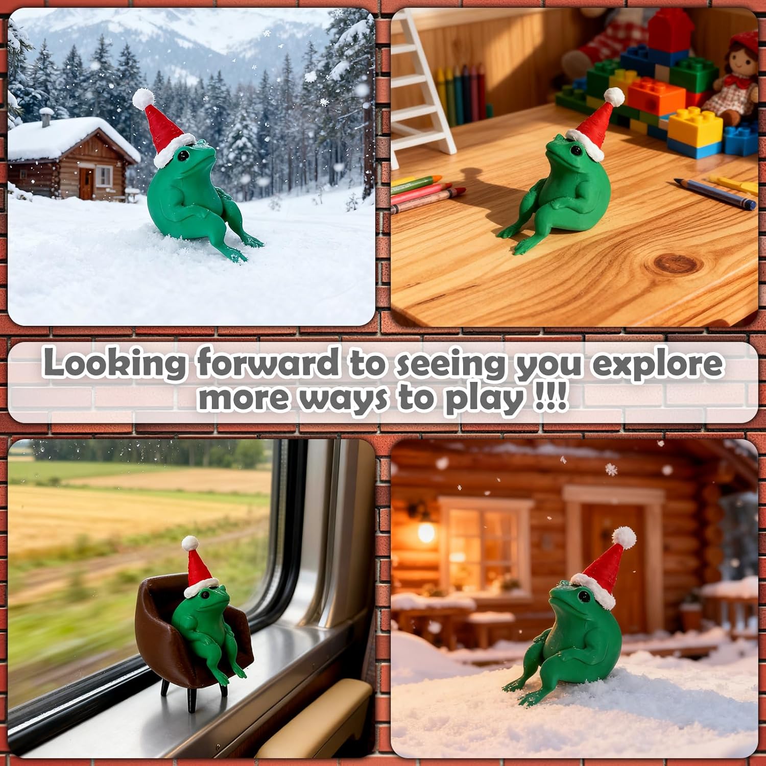 3D Printed Frog Fidget Mini Animals Figures Set, Miniature Sofa Arm Chair Living Room Furniture, Home Office Decor Ornaments for Desktop