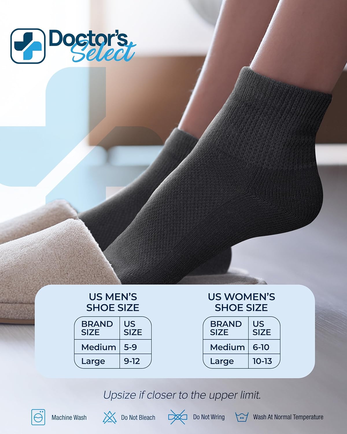 Doctor's Select Diabetic Ankle Socks for Women and Men - 4 Pairs | Unisex Adult Diabetic Socks - Image 6