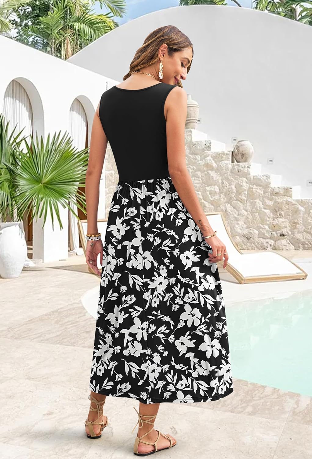 WNEEDU Women's Summer Maxi Dress 2026 Casual Sleeveless Hawaiian Sundress Tropical Long Dress Beach Vacation Outfit - Image 4