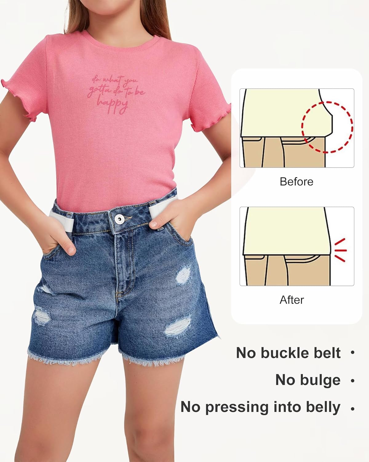 AWAYTR Kids Elastic No Buckle Belt for Girls Toddler for Causal Pants Jeans - Image 2