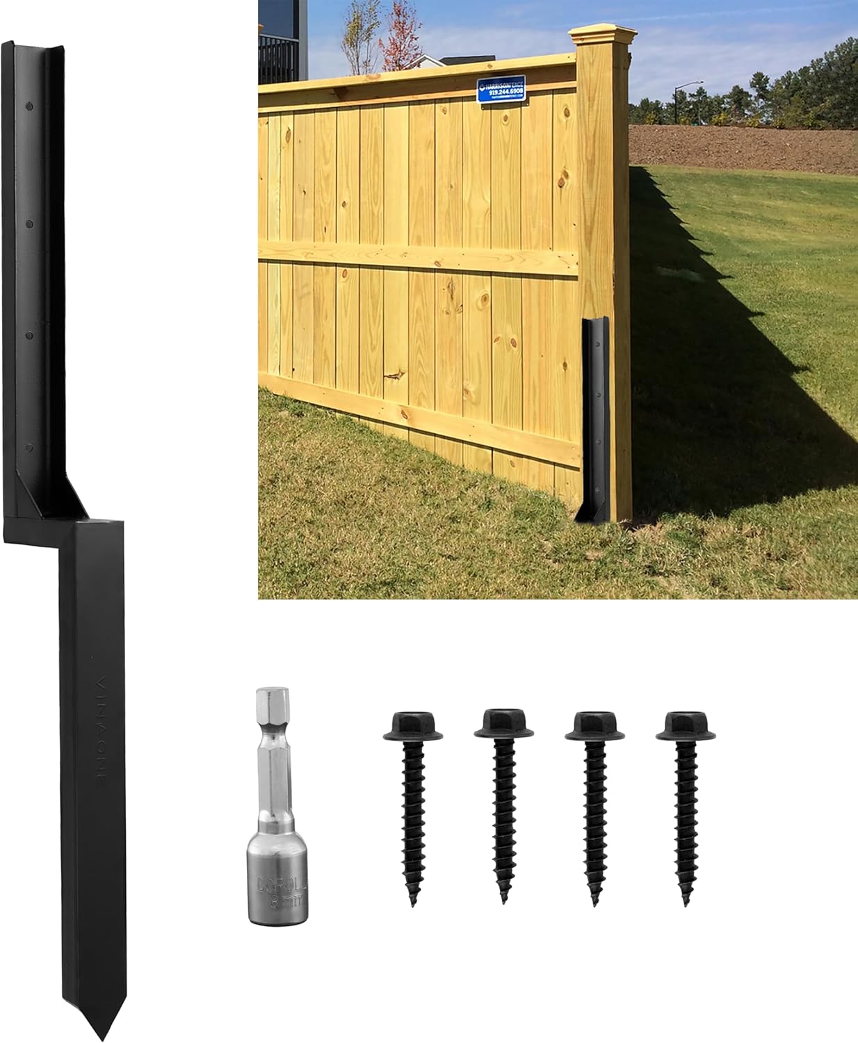 LADECH Heavy Duty Steel Fence Post Repair Stakes, Fix