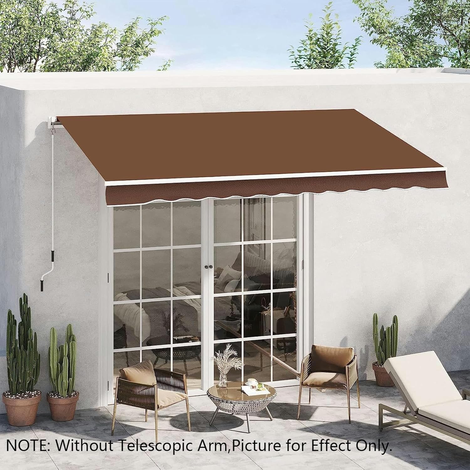 AMNOOL Retractable Patio Awning Replacement Fabric Garden Sunscreen Canopy Top Cover with Front Valance Water-Resistant Polyester Awning Top Canvas,Frameless(Size:16x11.5ft,Color:Coffee)