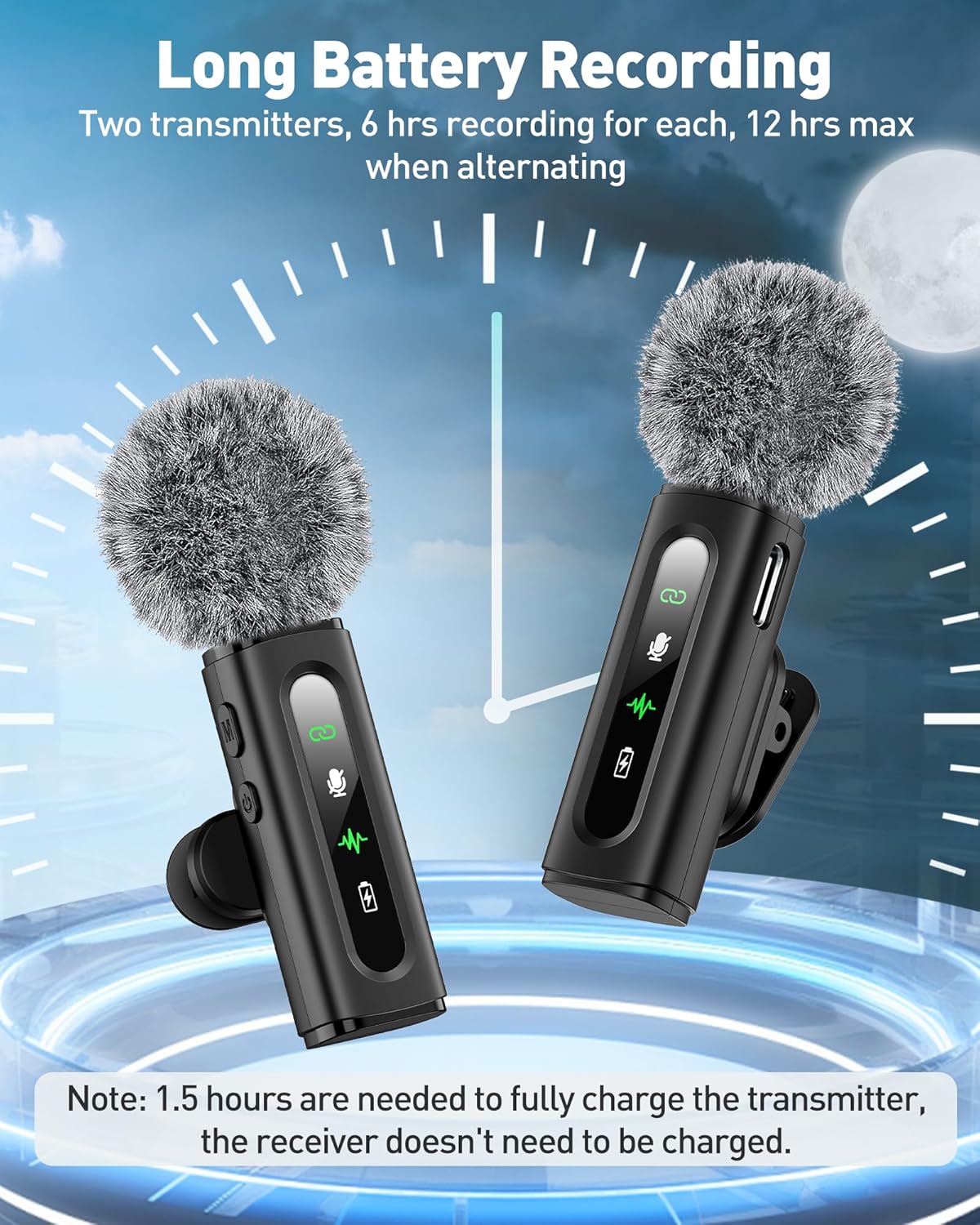 Wireless Lavalier Microphone for iPhone, Android, USB C, PC, Camera Video Recording 4 in 1 Clip-on Mics with Rotatable Clip&Denoise Recording, for Vlog Tiktok YouTube Podcast Content Creator - Image 6