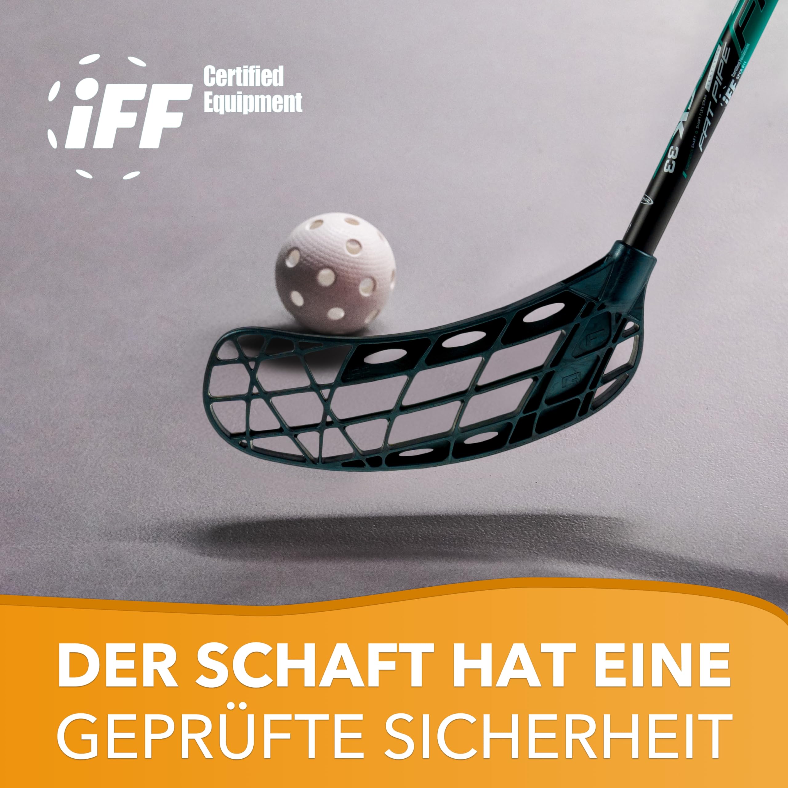 FAT PIPE Floorball Schläger Unihockey Stock Zack 33 Bone - Coral Green - IFF Zertifiziert, mit Bone Schaufel/Kelle