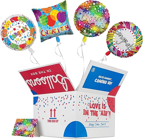 Caja sorpresa (4) regalos de felicitación para mujeres, ramo de globos de aluminio de helio enviados y tarjeta de felicitación, nuevas ideas de