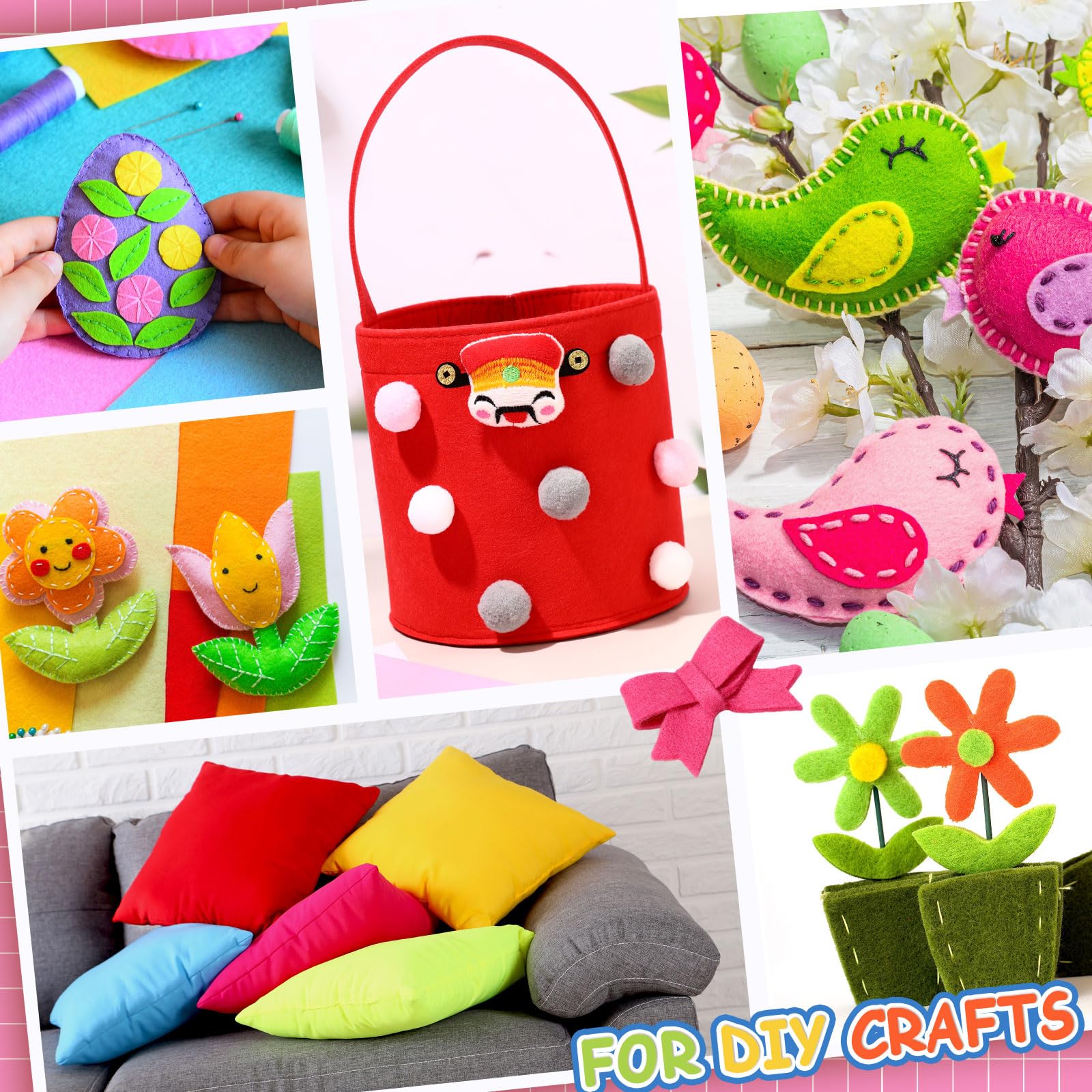 Peryiter 7 Rolls Felt Fabric 36" X 36"(1 Square Yard) 1.6mm Large Fabric Sheets Soft Craft Felt by The Yard for Sewing DIY Art Craft Project Decorations(Rainbow Series)