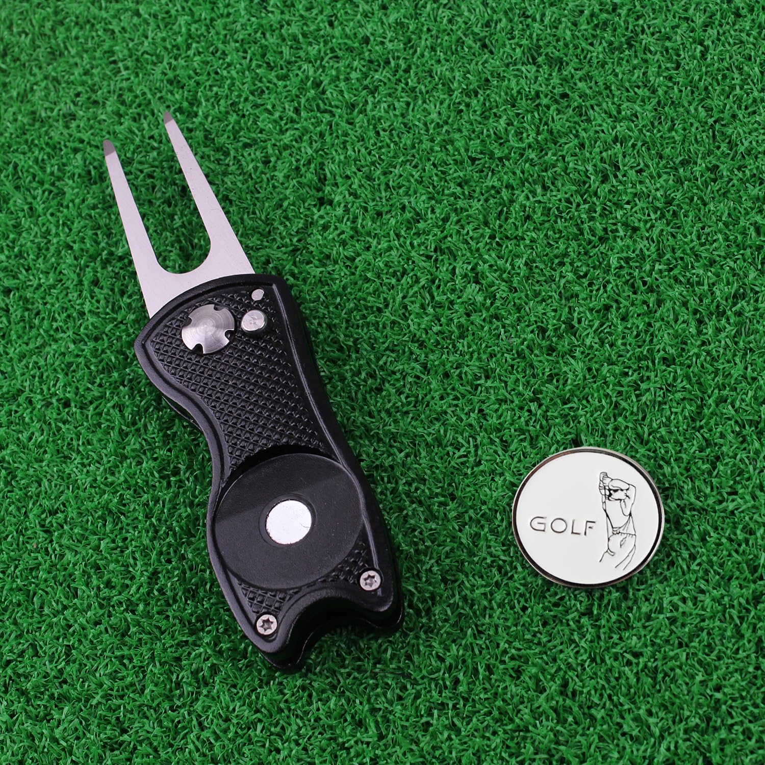 Crestgolf Golf Divot Tool con Botón Emergente y Marcador de Bola Magnética