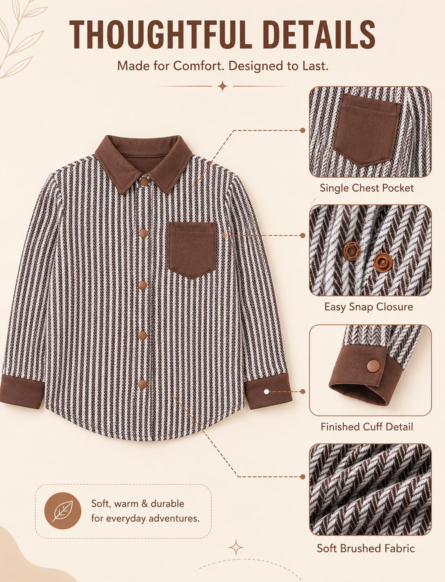 Camicia per bambini a maniche lunghe, a righe, con bottoni, casual, per primavera e autunno, 3-12 anni