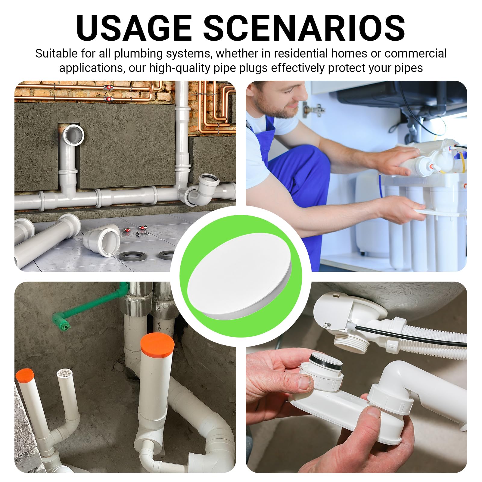2 Copertura per tubo di ventilazione 150-160mm - Copertura del tubo 150mm, Tappo terminale 150mm, Coperchio DN150 per scarico aria, Tappo di tubo 150mm, Coperchio del tubo, Tappo terminale in PVC