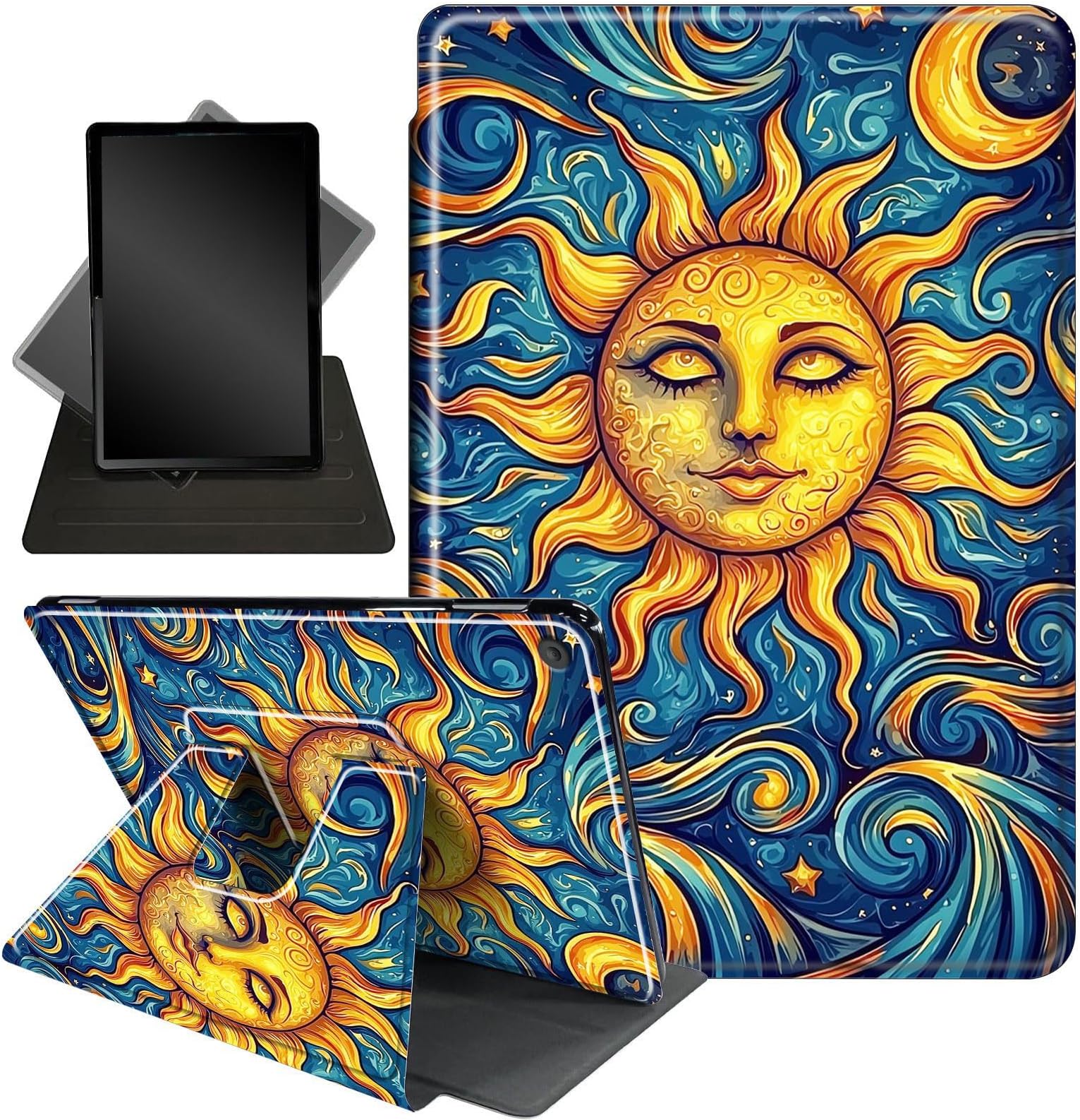 Case for iPad Air (3rd Gen) 10.5" 2019 / iPad Pro 10.5" 2017,360 Degree Rotating Stand Smart Protective Cover Case for iPad Air 3,Moon and Sun
