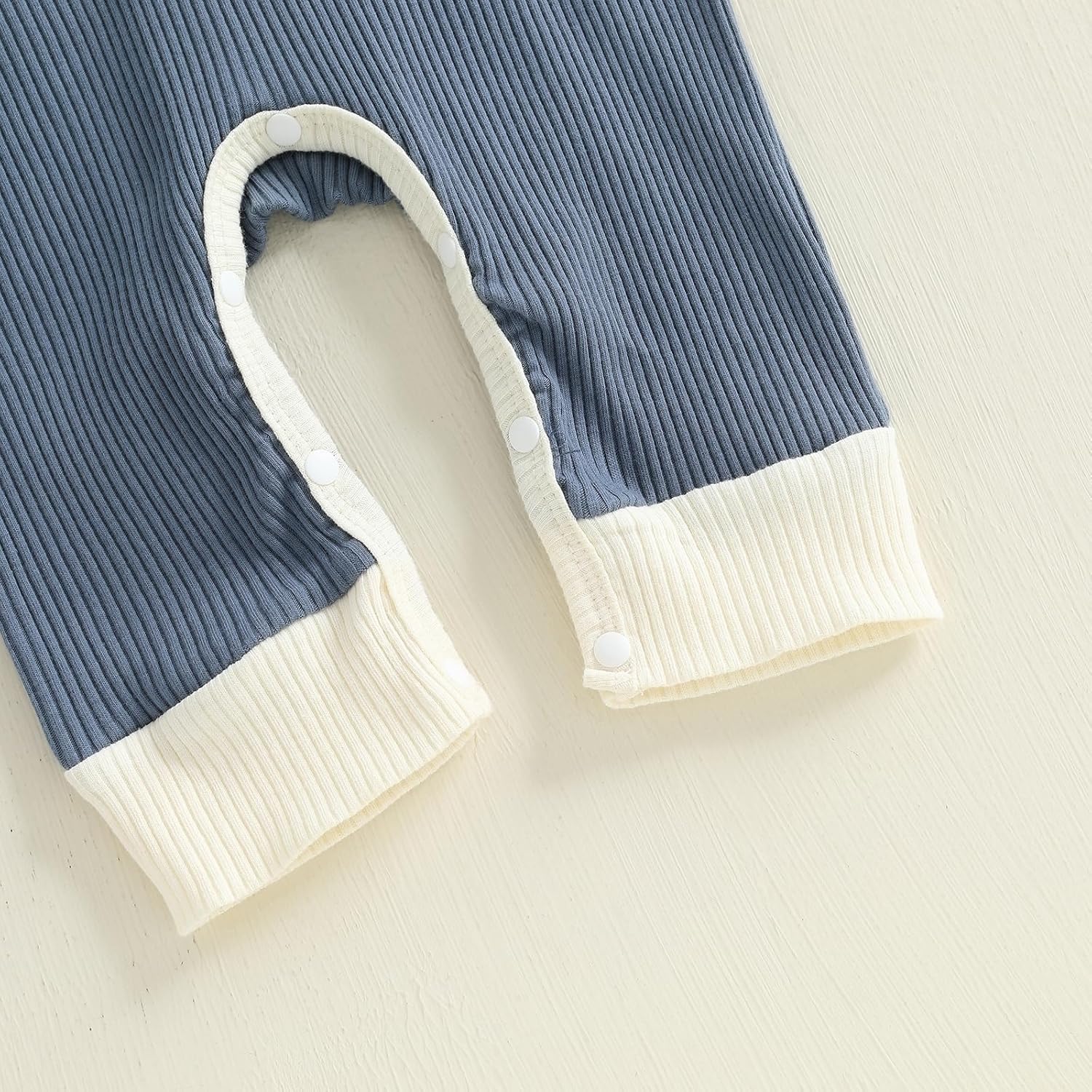 fhutpw Newborn Baby Boy Clothes Ribbed Knit Bodysuit 3 6 Months Infant Fall Long Sleeve Splicing Color Romper Jumpsuit & Hat - Image 6