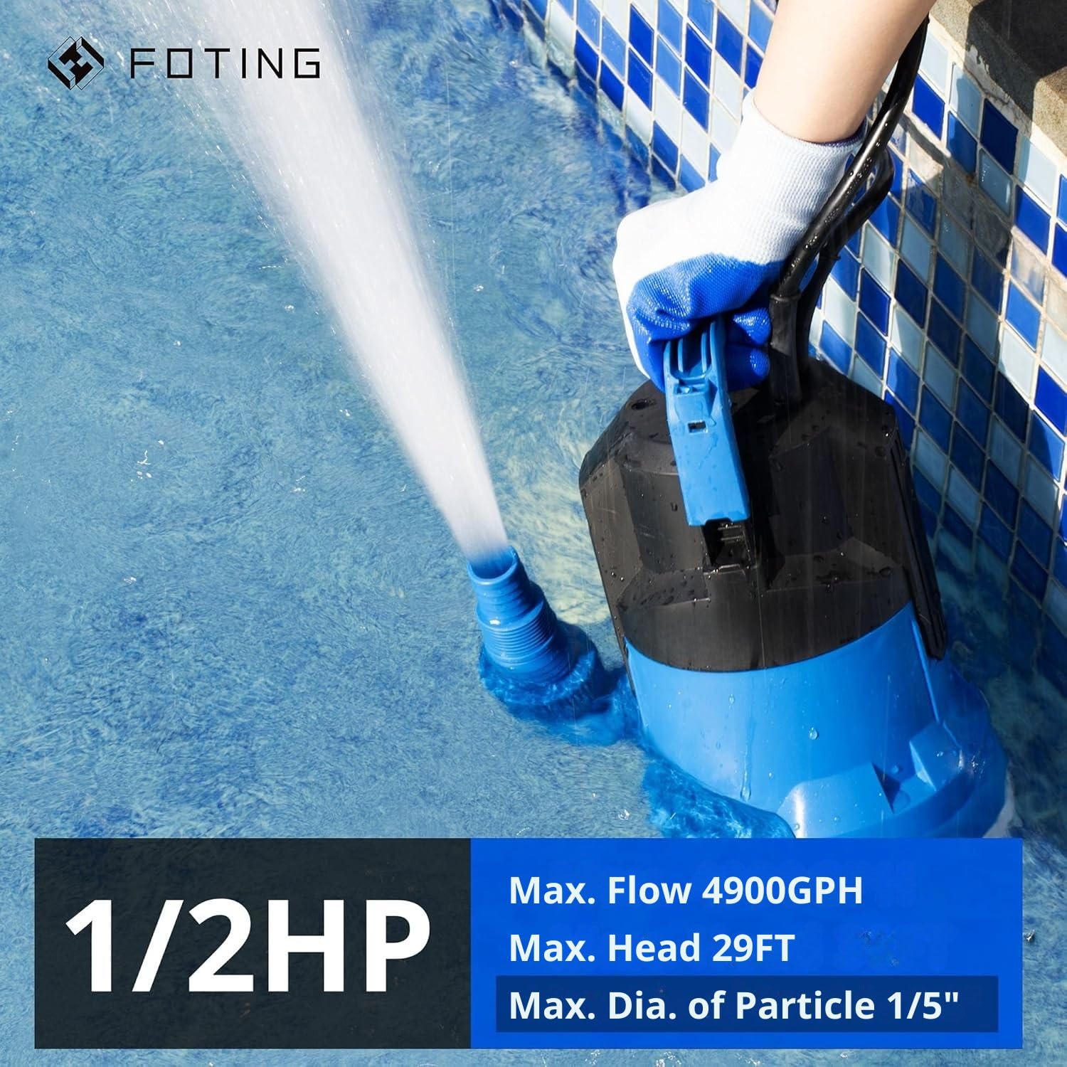 2024 Upgraded Subersible Water Pup 6300 GPH, 1.5 HP Clean/Dirty Sup - View #4