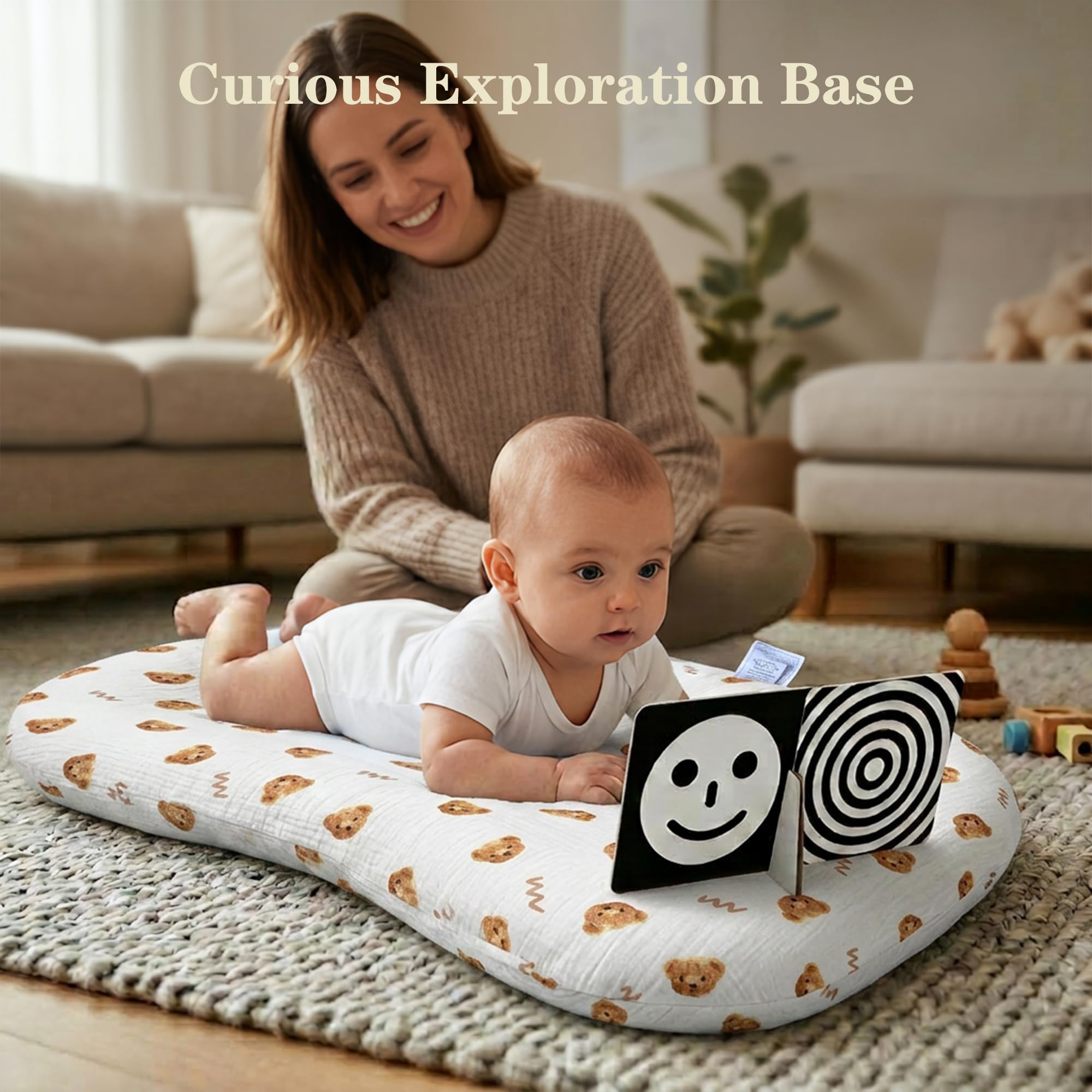 Coussin de soutien infantile – Coussin de soutien pour bébé de 0 à 24 mois, tapis portable pour la maison et les voyages en coton doux, utilisation supervisée, cadeau essentiel pour bébé, blanc (1