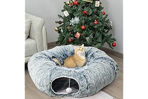 AUOON Plush Cat Rug Tunnel Bed