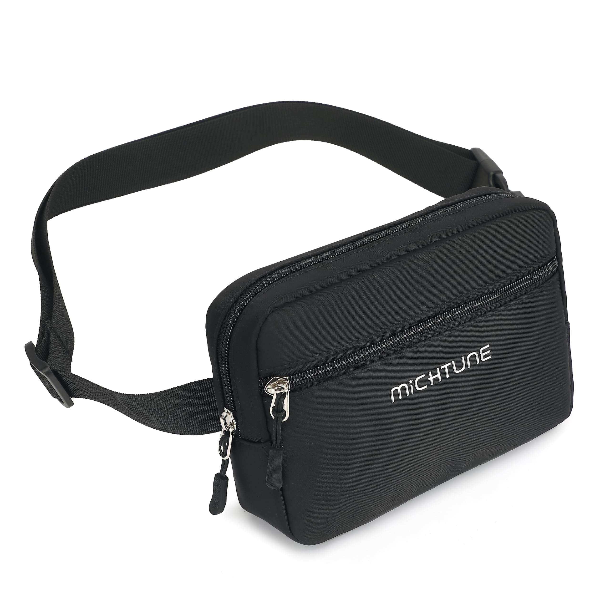 MICHTUNE Belt Bag,Nylon Cross Body Fanny Pack for Women Men,Waterproof Fashion Waist Packs,Crossbody Bags with Adjustable Strap (Black)
