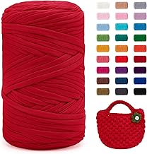 JeogYong Hilo de camiseta, 131 yardas, tela elástica de ganchillo, cinta gruesa de tela de poliéster para tejer a mano, para bolsas de ganchillo, cestas, alfombras, decoración del hogar, manualidades