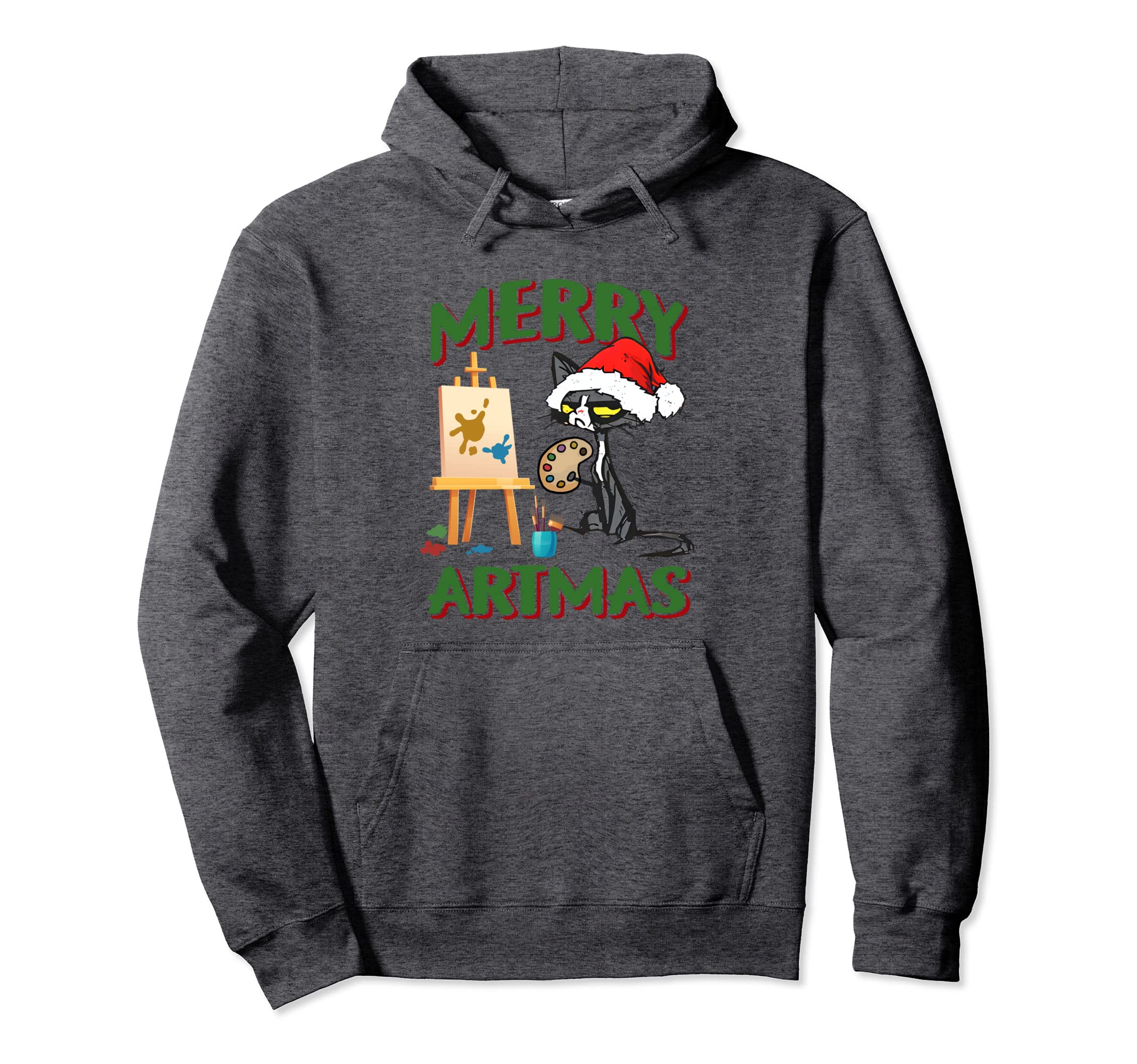 Santa Black Cat Merry Artmas Christmas Pullover Hoodie