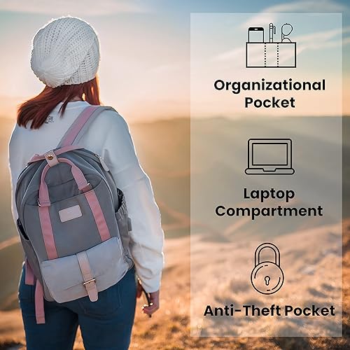 Miniatura 4 de Nordace Eclat - Mochila ligera para laptop con puerto de carga USB para uso diario, viaje o trabajo, 15.6 pulgadas, Gris, Mochilas de viaje