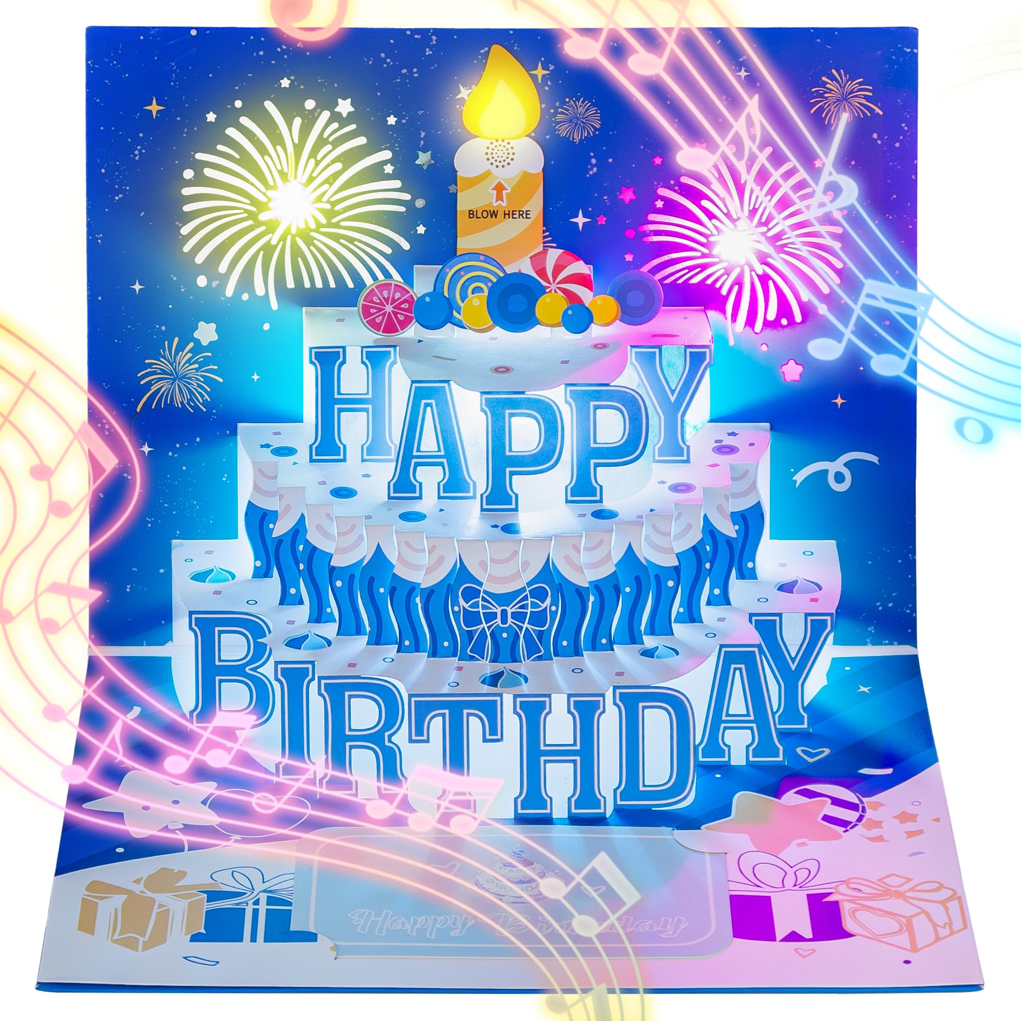 Biglietto di compleanno 2025 Upgrade con musica e luce Woukksy Pop