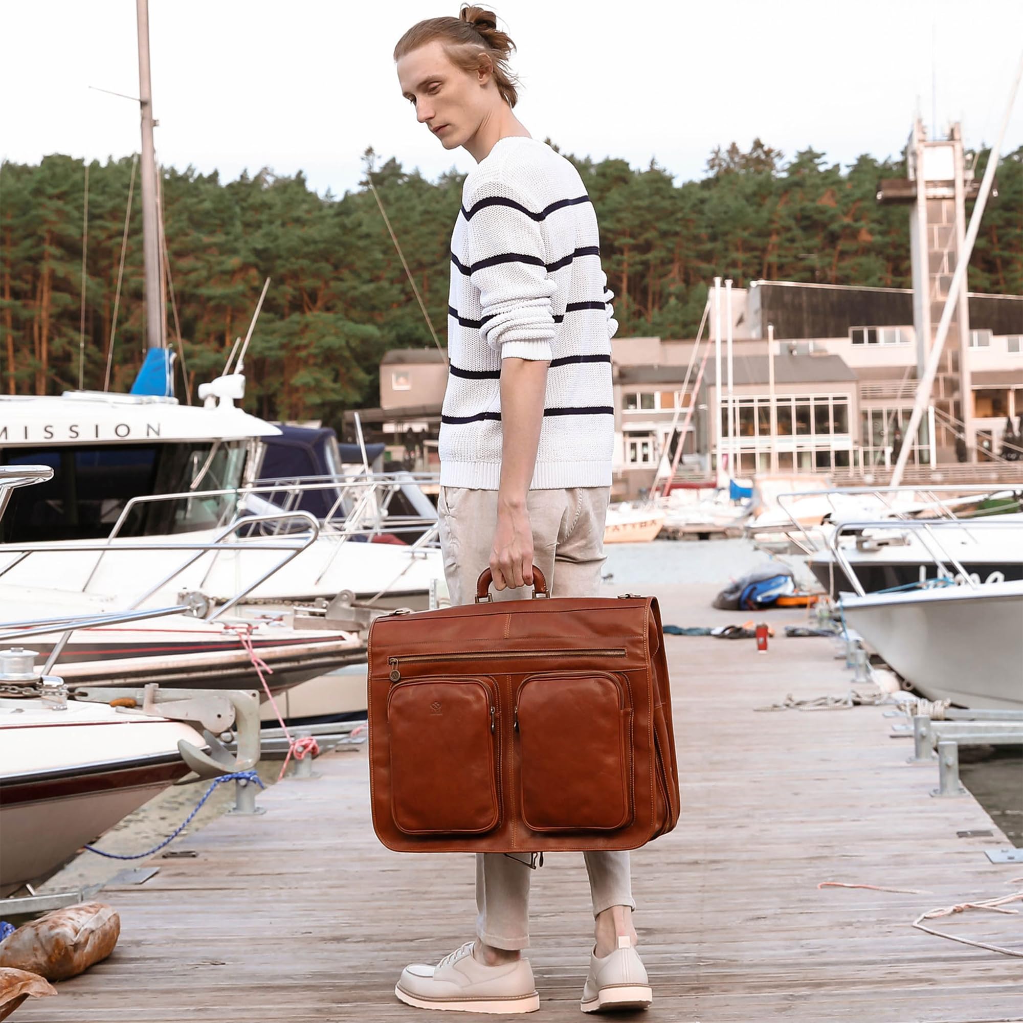 Leder Kleidersack - Anzug Duffel Slim Handgepäck Kleiderschutztasche- Damen & Herren - Time Resistance