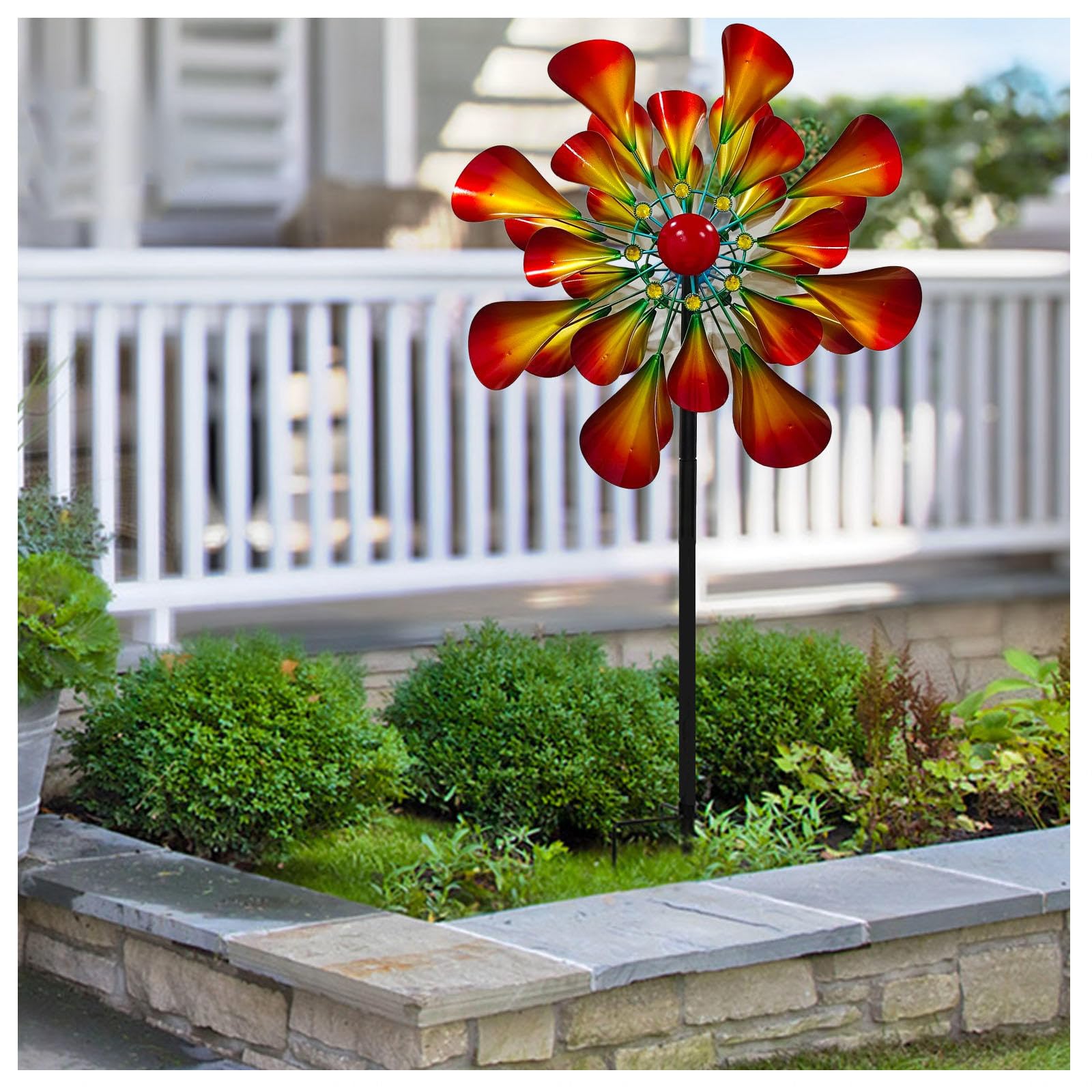 81in Wind Spinners Outdoor, Garden Windmill 2-Way Wind Sculpture Spinner with Metal Stake Garden Windmills and Spinners Metal Gifts for Garden Lovers