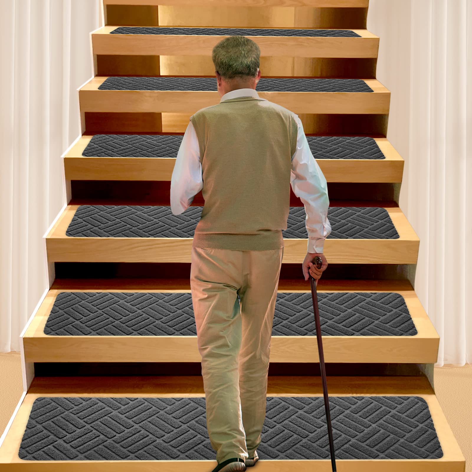 Non Slip Carpet Stair Treads for Wooden Steps Indoor, Spurtar Carpet