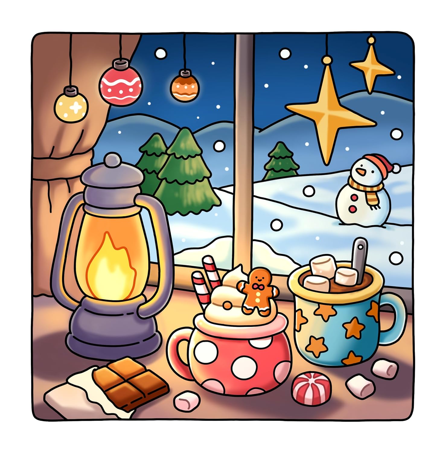 Christmas: Cozy Coloring Book for Adults & Teens Featuring Festive Holiday Winter Scenes - Preview 2
