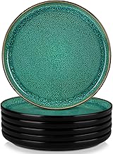 vancasso Dinner Plates Set, 10.25in Salad Plate Set of 6, Scratch-Resistant Ceramic Plate, Straight-Edge Dinnerware Perfect for Party Dessert, Wedding Appetizer, Birthday Gift, Playa Green