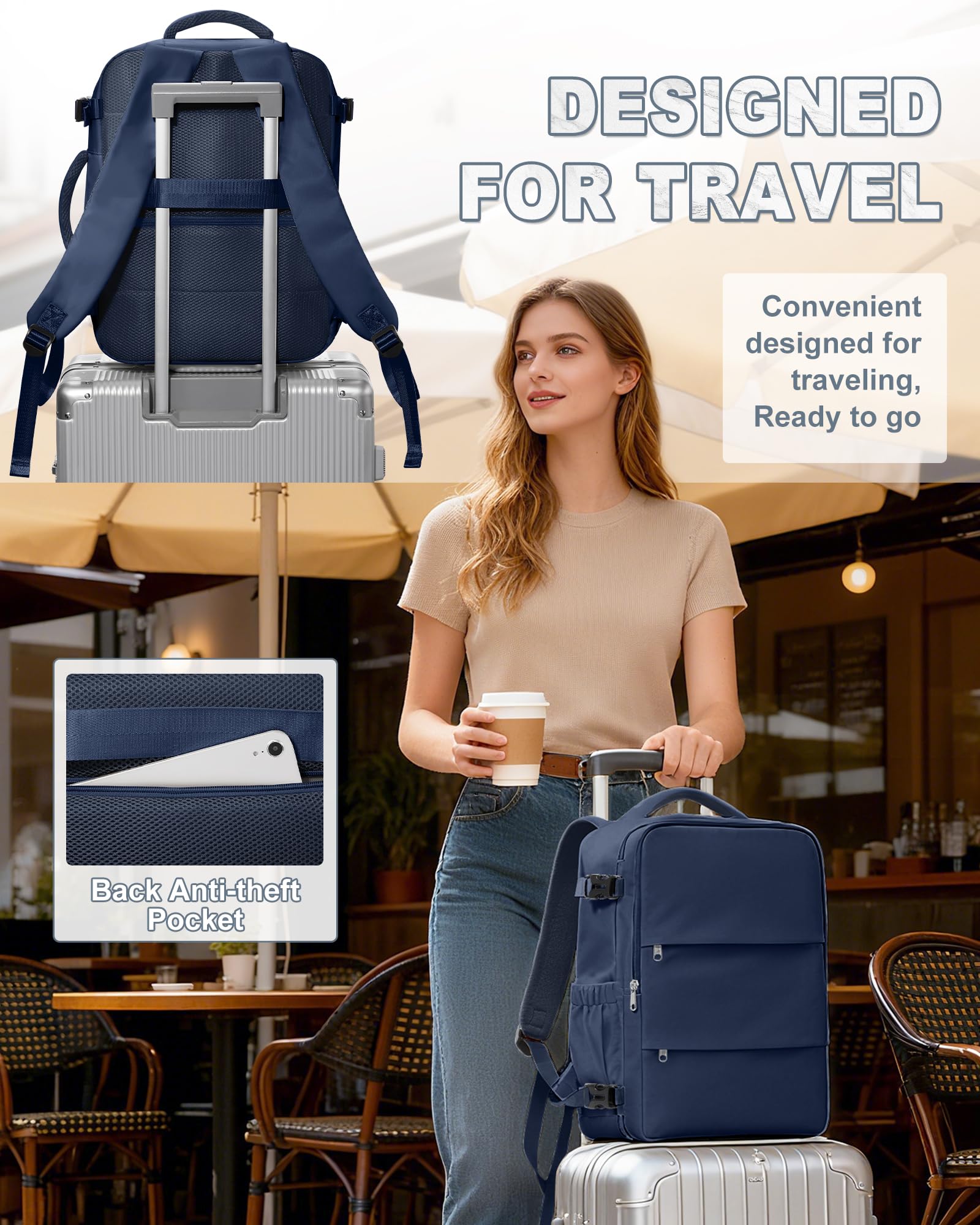 SZLX Zaino Ryanair 40x30x20 Sottovuoto Zaino da Viaggio 40x20x25 Bagaglio a Mano 40x30x20 Wizzair Donna Uomo Borsa da Cabina per Easyjet 45x36x20 Adatto a Laptop da 14 Pollici Impermeabile per Lavoro