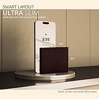 Vista 22 de Carteras RFID delgadas para hombres - Cartera de bolsillo frontal de piel genuina Marrón vintage