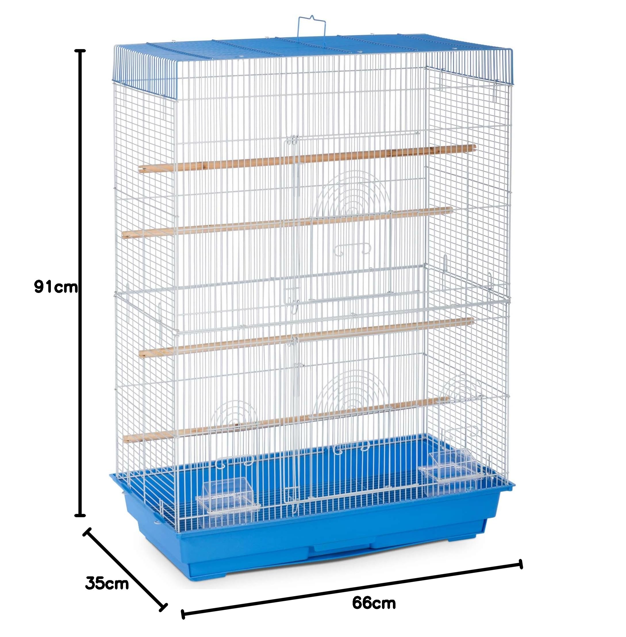 PREVUE PET PRODUCTS SP42614-3 Jaula de Vuelo, Azul/Blanco | Jaula grande de metal independiente para periquitos, cacatúas, conures, tortolitos, pinzones y canarios