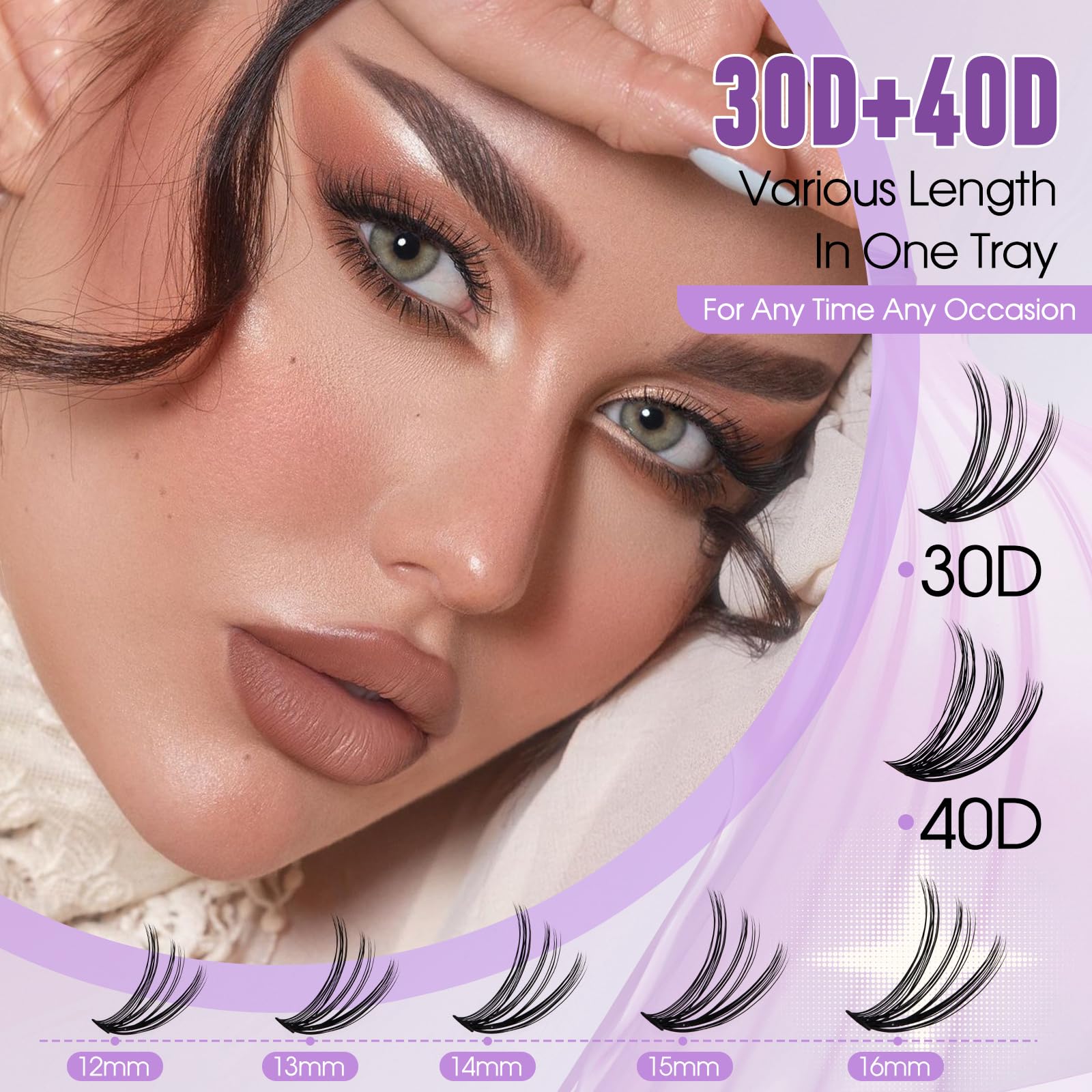 WENDY LASHES Wimpern Extensions Kit FD18+B, Cluster Wimpern D Curl 12–16mm | Lashes Extension Set mit Wimpernkleber und Sealer Lash Remover und Pinzette, für Anfänger Mädchen und Frauen