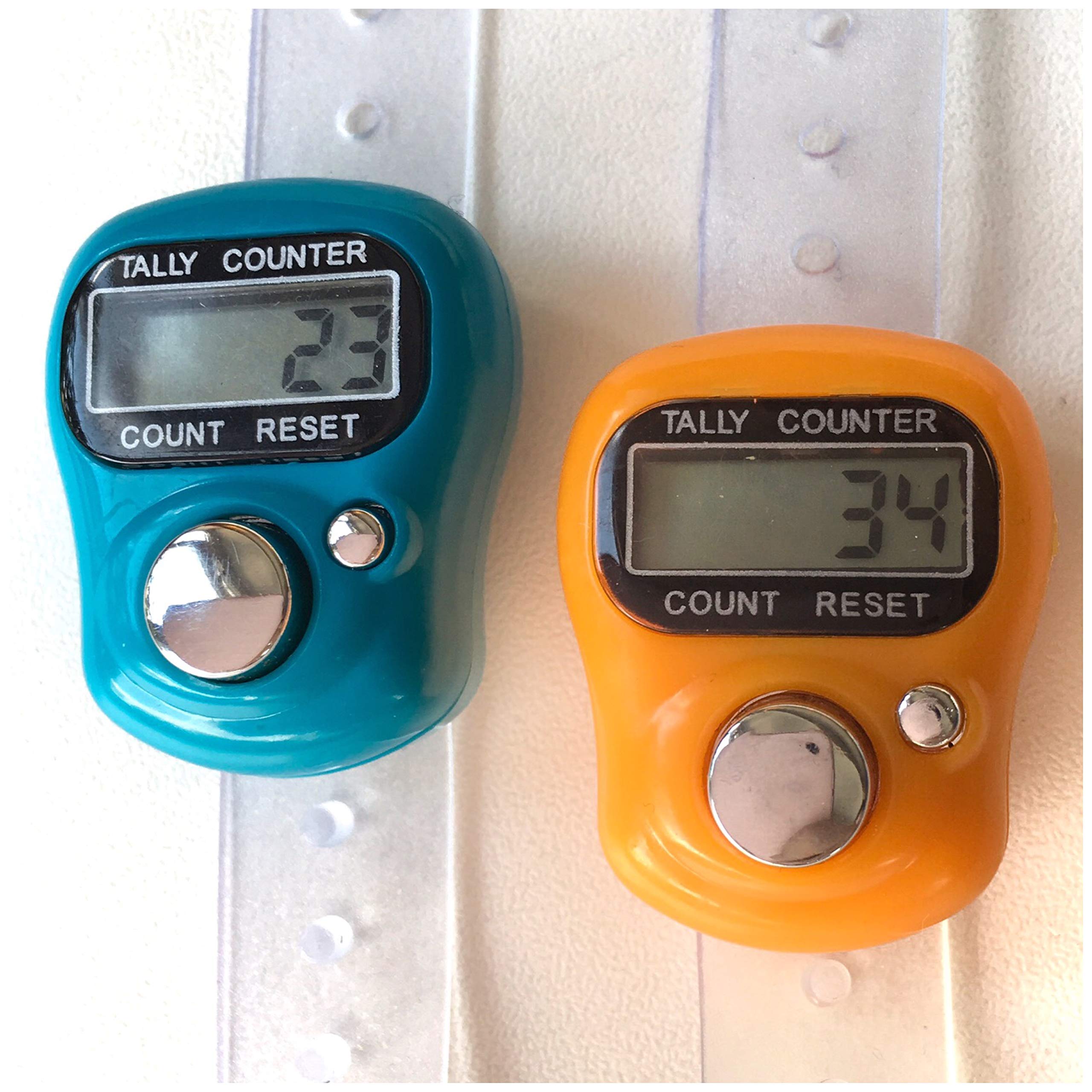 Knituk Orange/Turquoise Tally Counter - Lcd (Finger-Held). Pack Of 2. & Digital Knitting Row Counters