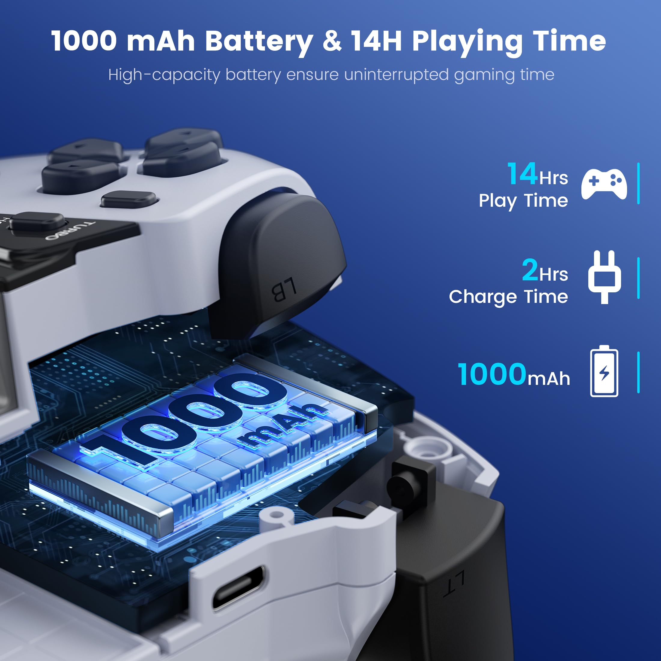 Controlador de teléfono para iPhone/Android/Switch 1/2/OLED/iPad Mini con joystick Hall, controlador inalámbrico LED para juegos móviles para iOS compatible con PS Remote Play, Xbox Cloud, Steam Link