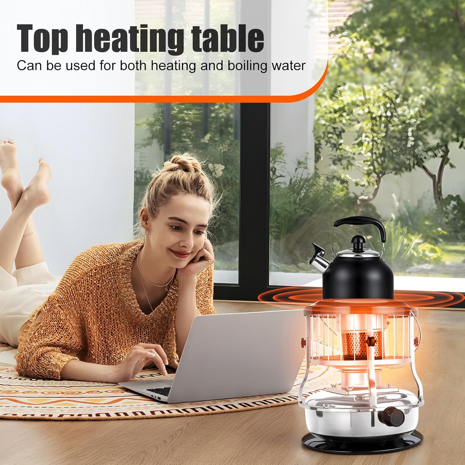 9000 BTU Kerosene Heater & Stove 2-in-1 Portable Kerosene Heater for Indoor/Outdoor Use, Non-Electric Small Heatesr for Camping, Hunting, Home and Emergency Preparedness (White)