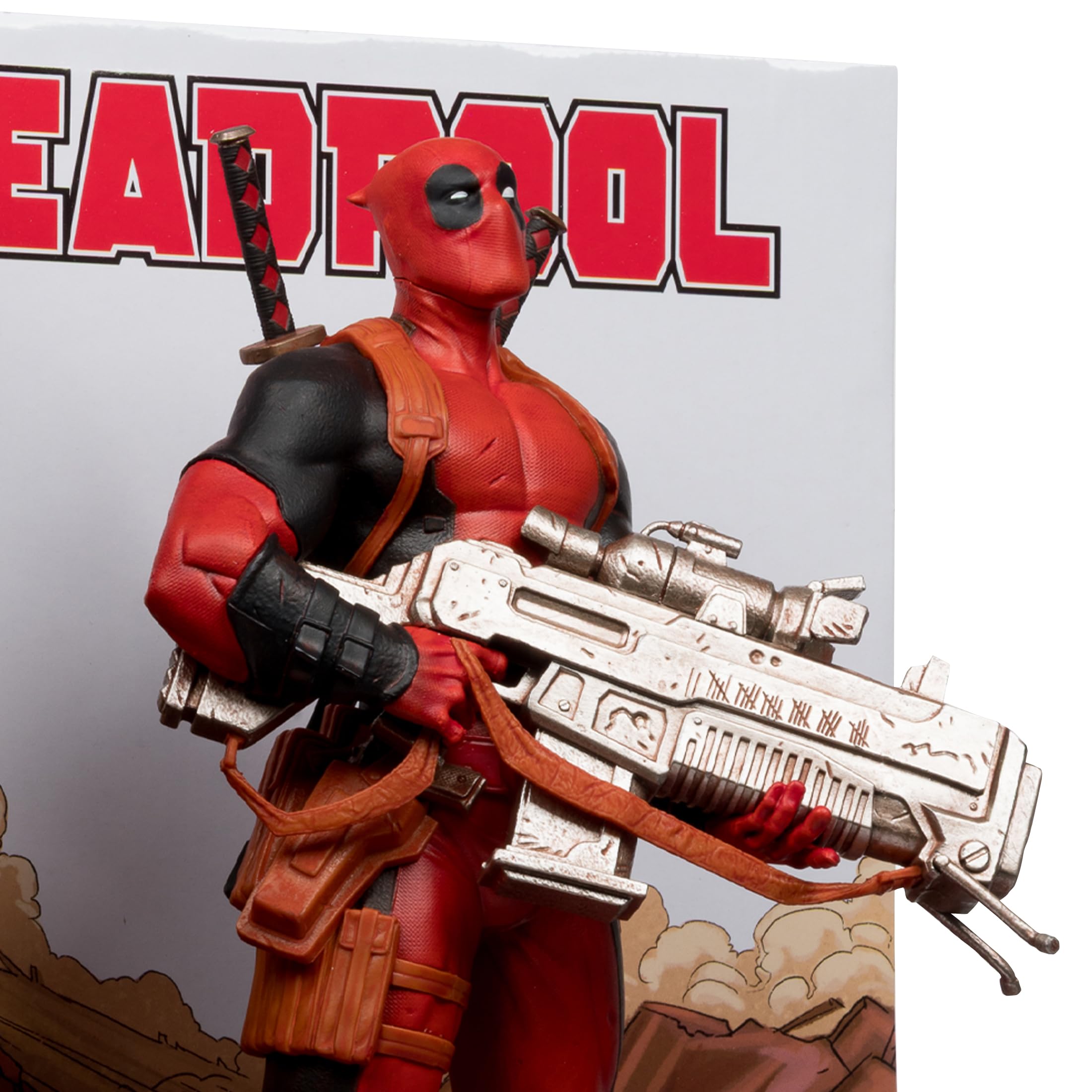 McFarlane Toys - Marvel Deadpool - Coleccionable a Escala 1:6 con Escena y cómic (Deadpool #1) | Figura coleccionable de Marvel de 12 pulgadas, escala 1/6, traje rojo de Deadpool #1