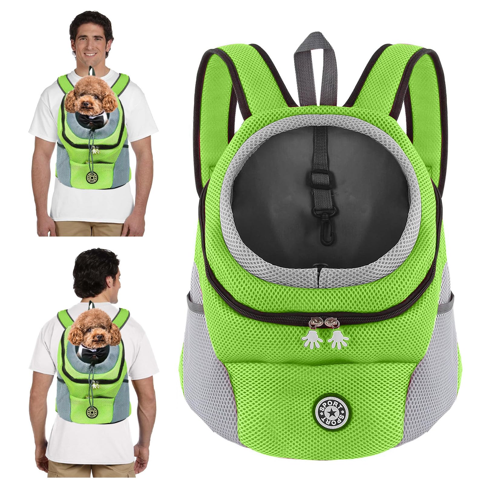 PETCUTE Mochila para Perros y Gatos,Transpirable,Mochila Transportadora para Perros con Correa de Seguridad,Mochila Ajustable para Mascotas con Fondo Impermeable,Correa Acolchada para el Hombro