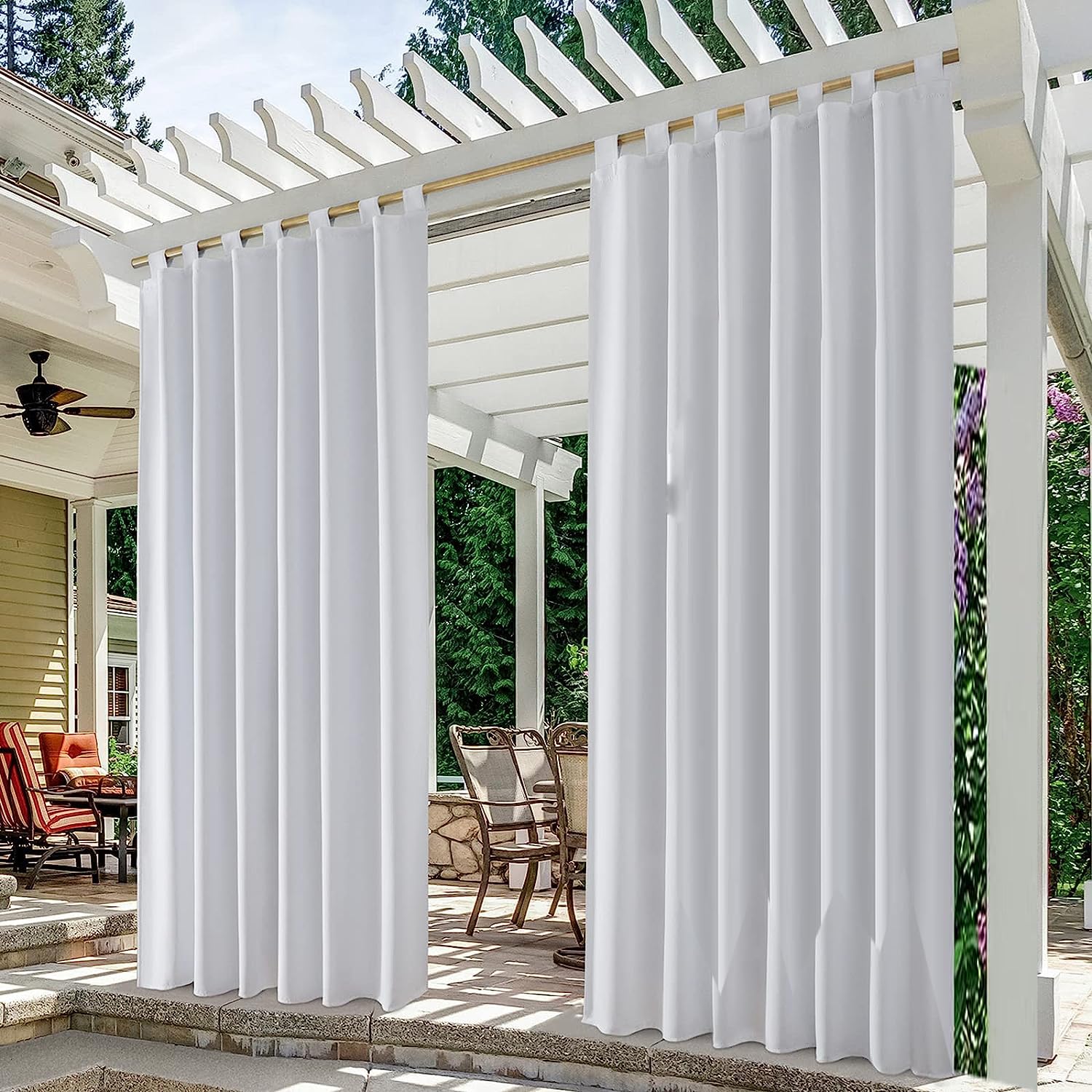Waterproof Outdoor Curtains - Grey, 4.5x7 Feet (Pack of 2) -2 Waterproof Outdoor Curtains - Grey, 4.5x7 Feet (Pack of 2) -2